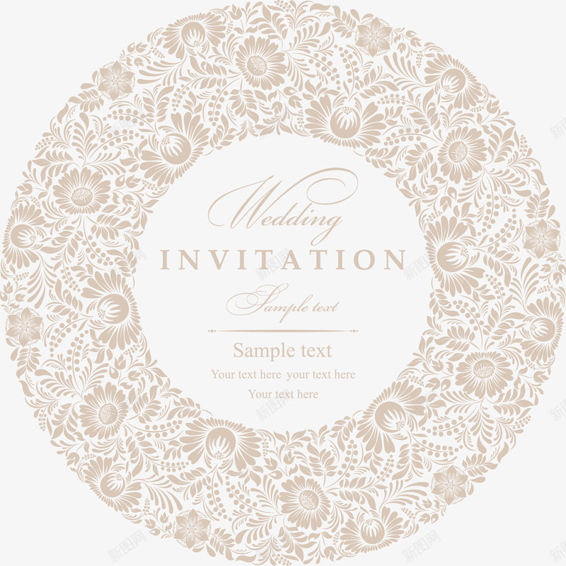 圆形花纹邀请帖背景矢量图ai免抠素材_88icon https://88icon.com 典雅 圆形 复古 婚礼 欧式 花纹 邀请卡 矢量图