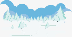 冬季滑雪场蓝色树林雪地高清图片