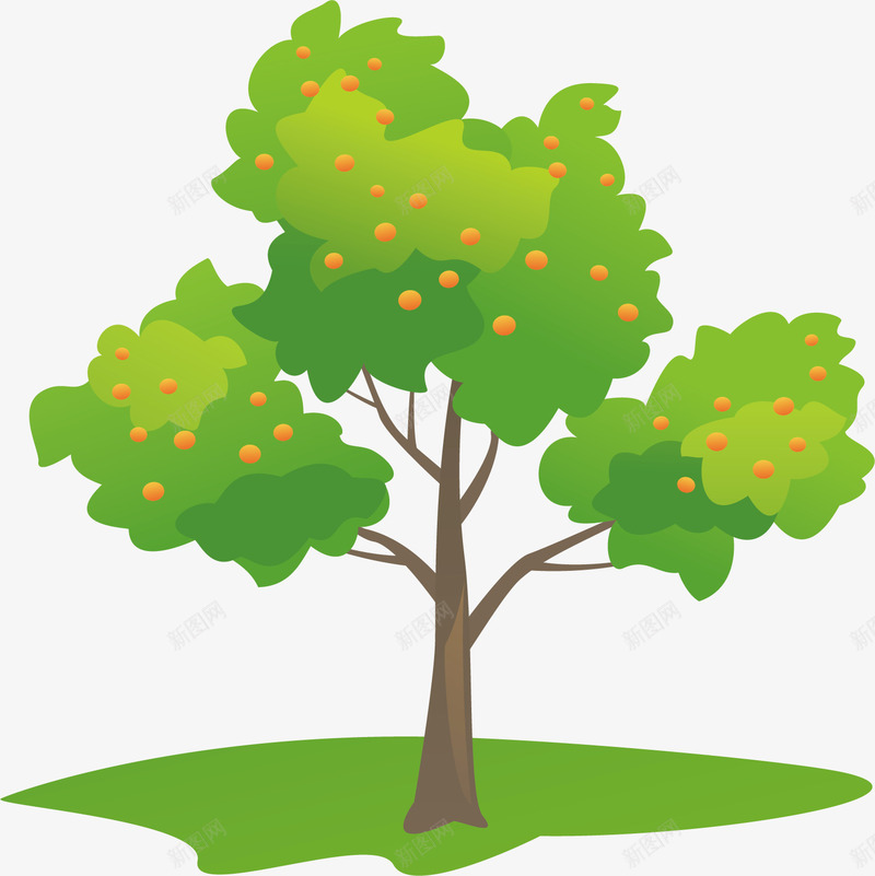 卡通果树矢量图ai免抠素材_88icon https://88icon.com PNG图 PNG图下载 创意卡通 卡通 卡通插图 大树 插图 果树 绿树 矢量图