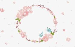 粉红樱花枝浪漫飞舞樱花花环矢量图高清图片