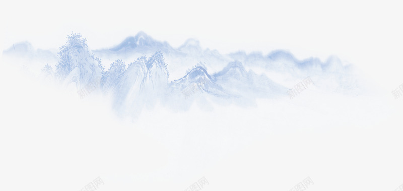 水墨画山脉psd免抠素材_88icon https://88icon.com 云雾山 山峦 水墨画 淡雅风格 远山