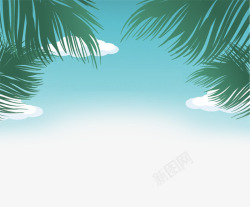 椰树海滩海上蓝天高清图片