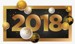 金星标签2018圣诞金色吊饰球高清图片