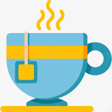 热气彩色咖啡杯装饰图标图标