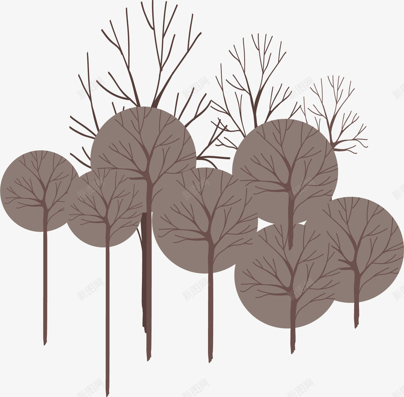 冬天的树林矢量图ai免抠素材_88icon https://88icon.com 一片树林 创意 插画 植物 衰退风 矢量图