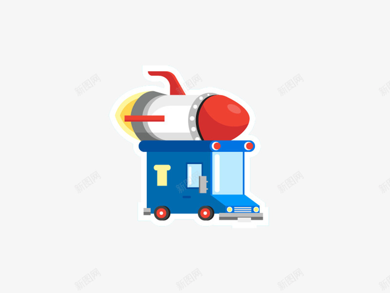 火箭发射车插画png免抠素材_88icon https://88icon.com 交通工具 火箭 火箭发射 车