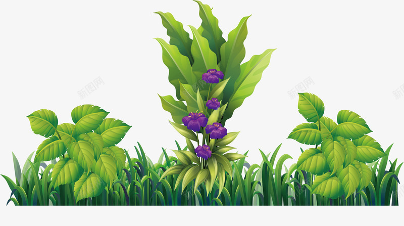 草地上的紫色花朵png免抠素材_88icon https://88icon.com 矢量png 紫色 紫色花朵 草地 远离雾霾 青草地
