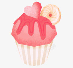 粉色爱心小清新水彩手绘蛋糕素材
