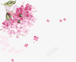 手绘粉色花朵七夕情人节素材