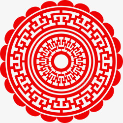 民族纹样海报中国风红色剪纸圆形纹样矢量图高清图片