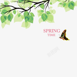 绿色叶子春季海报装饰素材