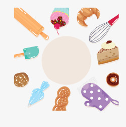 DIY烘焙排版手工烘焙蛋糕面包矢量图高清图片