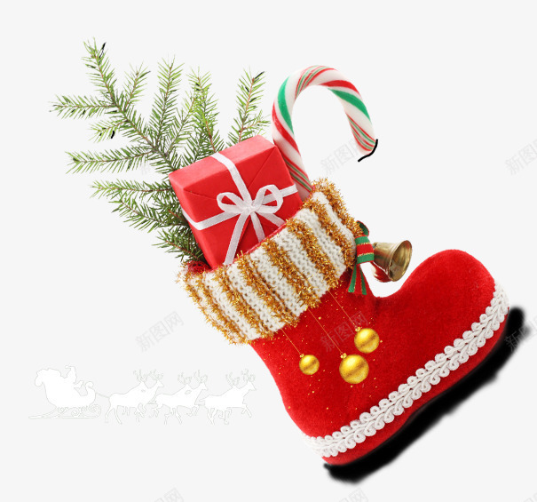 装礼物的靴子psd免抠素材_88icon https://88icon.com 圣诞狂欢 圣诞节 礼物 装饰图案 送礼 靴子