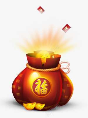 福袋片png免抠素材_88icon https://88icon.com 发光的钱袋 发红包 年货节 新年 福袋 贺岁 金袋子 钱袋 钱袋模型