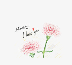 妈妈我爱你英文手绘玫瑰花素材