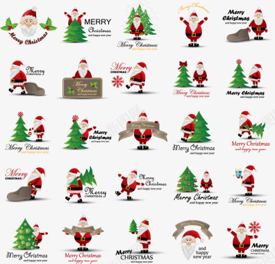 圣诞节图片20个卡通圣诞老人图标矢量图图标