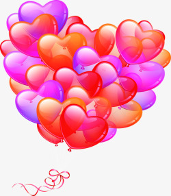手绘粉红色爱心气球素材