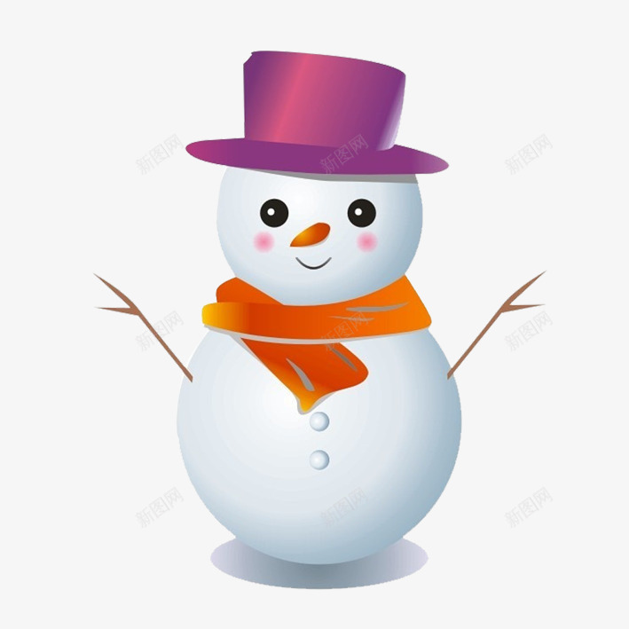 带着紫色帽子的雪人png免抠素材_88icon https://88icon.com 冬天 围巾 帽子 白色 紫色 雪 雪人 雪球 雪花 黄色