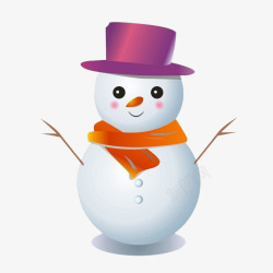 带着紫色帽子的雪人素材