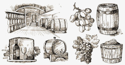 红酒木桶葡萄酒矢量图高清图片