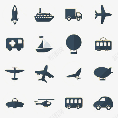 矢量标志各种扁平化交通工具图标图标