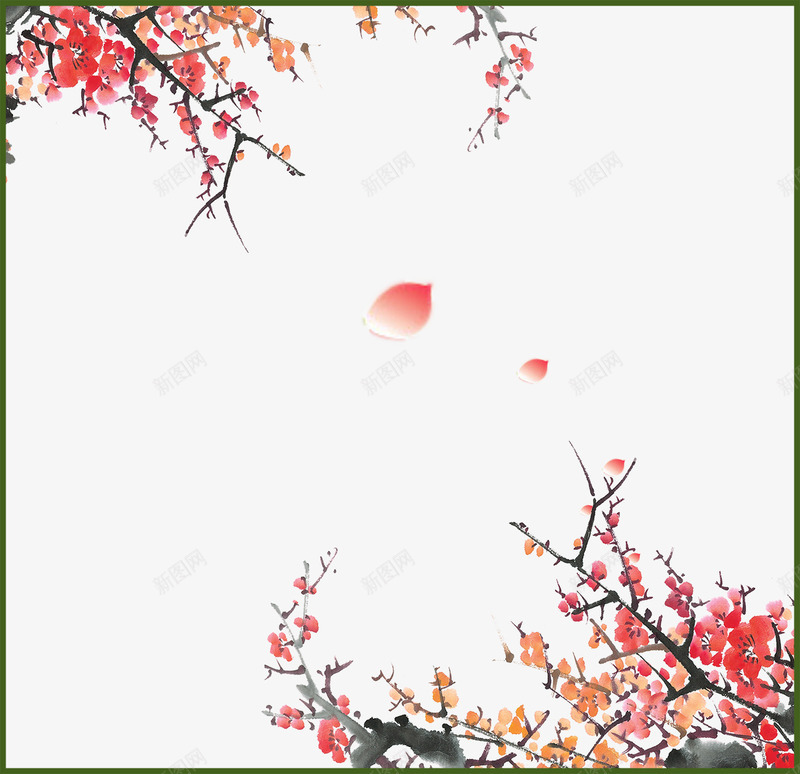 梅花背景png免抠素材_88icon https://88icon.com png图片 免费png 冬天 树枝 梅花 花朵 花瓣