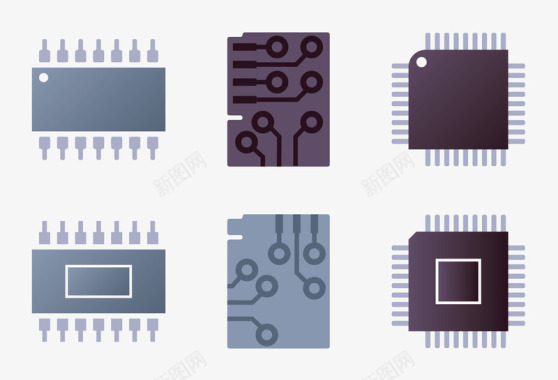 RFID芯片微芯片插图矢量图图标图标
