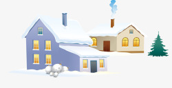 卡通手绘冬天雪房子素材