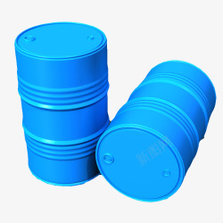 两个蓝色大桶圆柱形机油桶素材