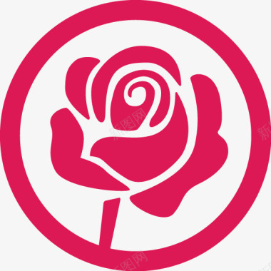 彩色的花卉手绘玫瑰花元素图标图标