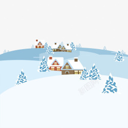 房屋村庄冬天雪域素材
