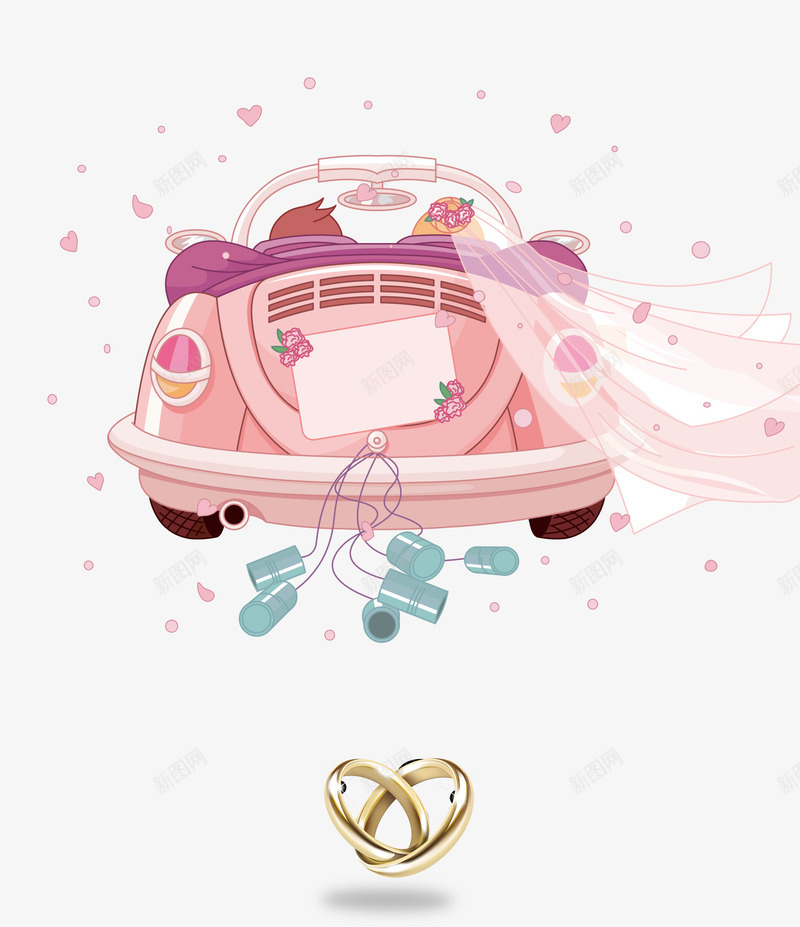 婚车png免抠素材_88icon https://88icon.com png图片 免费png 免费png素材 婚车 婚车素材 戒指 爱心 粉色