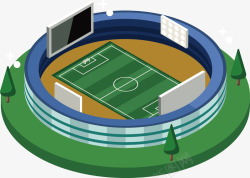 高端绿色3D足球场地矢量图素材