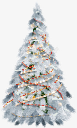 圣诞节植物白色绸带圣诞树高清图片
