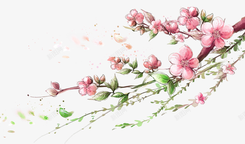 飘扬柳叶png免抠素材_88icon https://88icon.com 中秋节 卡通手绘 杜鹃花 柳叶 粉红柳 红色花