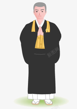 佛教僧侣扁平风日本僧人高清图片