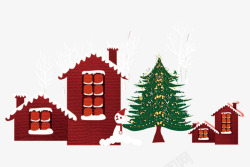 红砖房屋顶盖满雪的房子高清图片