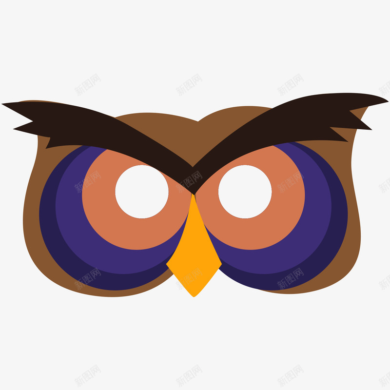 咖啡色猫头鹰面具矢量图ai免抠素材_88icon https://88icon.com 动物面具 咖啡色 猫头鹰面具 蓝色 面具 黄色 矢量图