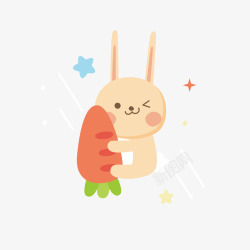 可爱胡萝卜叶可爱胡萝卜兔子手绘矢量图高清图片