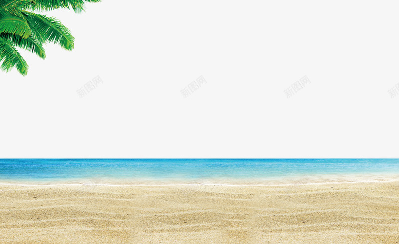 海边psd免抠素材_88icon https://88icon.com 夏天素材 椰子树 水面 沙滩 海边 蓝色