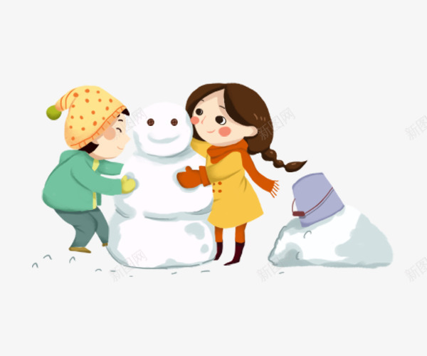 卡通手绘堆雪人的孩子们png免抠素材_88icon https://88icon.com 冬天 卡通手绘堆雪人的孩子们 堆雪人 手绘堆雪人的孩子 雪人