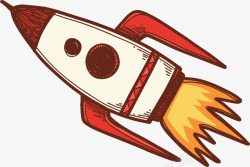 卡通手绘红色火箭矢量图素材