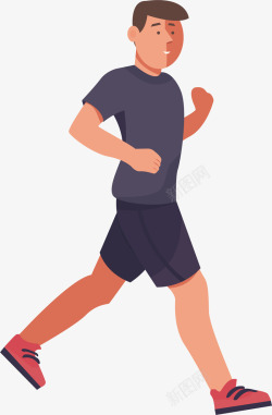 男士跑步姿势卡通健身人物素矢量图素材