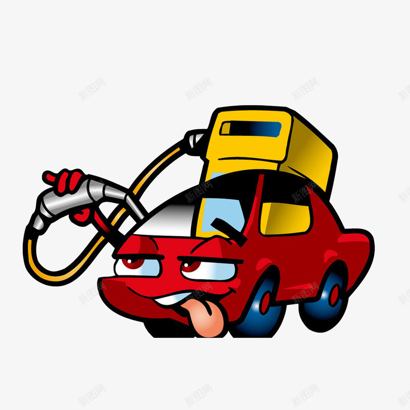 给自己加油的汽车png免抠素材_88icon https://88icon.com 小汽车正面 正视图 气喘吁吁 红色车 给自己加油的汽车