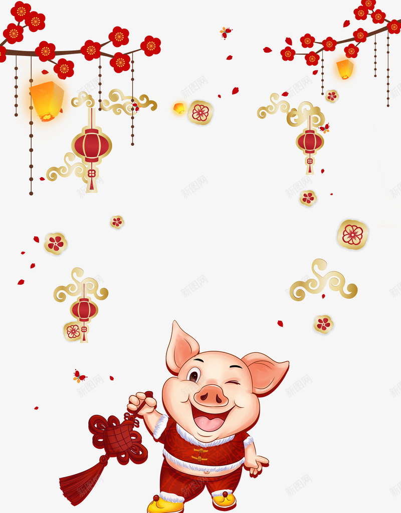 中国风2019猪年海报背景psd_88icon https://88icon.com 中国结 中国风 灯笼 猪年 猪年年会 猪年海报 猪年舞台 红色 花枝