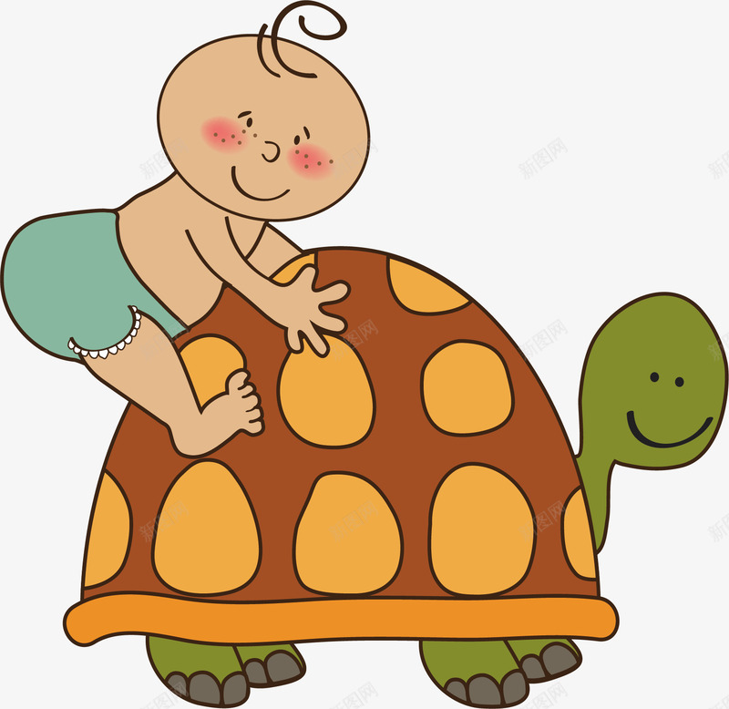 骑着乌龟的小孩png免抠素材_88icon https://88icon.com 乌龟 卡通 小孩 王八 王八蛋