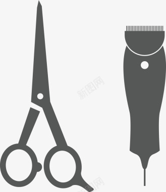 剪刀各种美发工具剪刀推剪元素矢量图图标图标