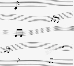 手绘五线谱音乐符号矢量图素材