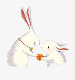 玉兔和嫦娥中秋玉兔卡通插画高清图片
