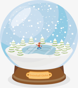 圣诞节水晶球冬天滑冰场水晶球矢量图高清图片